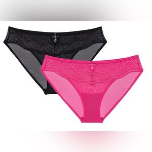 Black and Pink Lace Panties Set